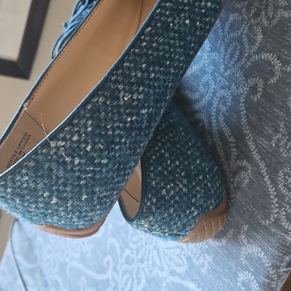 Lovely Teal Tweed Flats - Picture 3 of 5